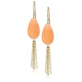 14k Yellow Gold Orange Aventurine Pear Shaped Earrings