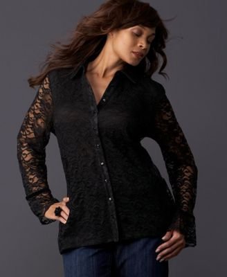Long-Sleeved Shirt with Attached Corset Top By INC International Concepts and more