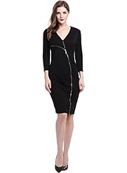 Sexy V-neck Above the Knee Elbow Length Sleeves Sheath Cotton/Polyester/Spandex Bodycon Dress/Prom Dress/Party Dress 