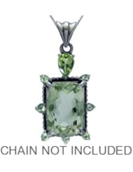 6ct. Natural Green Amethyst & Peridot Sterling Silver Pendant