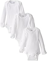 Gerber Unisex-Baby Newborn Long-Sleeve Onesie with Mitten Cuffs, Pack of Three