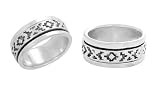 Celtic Design Spinner Ring Band Oxidized Sterling Silver