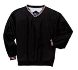Sport-Tek V-Neck Wind Shirt with Stripe Trim.
