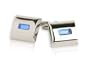 Solitaire Blue Crystal Cufflinks Framed in Silver with Gift Box