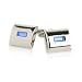 Solitaire Blue Crystal Cufflinks Framed in Silver with Gift Box