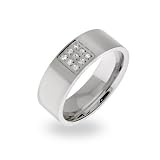 Eve's Addiction Mens Designer Style Comfort Fit Stainless Steel Wedding Band