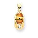 14k 3-Dimensional March/Aquamarine Engraveable Baby Shoe Pendant