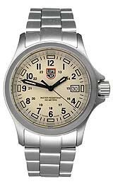 Luminox Men's Cream Dial 3 Hand Date Silver tone Steel Watch 808