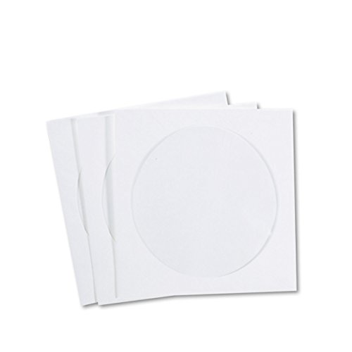Quality Park R7050 Tyvek CD/DVD Window Sleeves, Box of 100 (White)