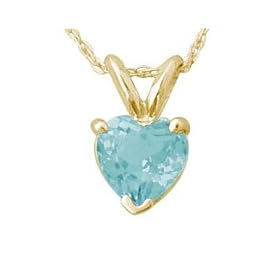 All-Natural Genuine 7 mm, Heart Shape Aquamarine pendant set in 14k Yellow... by Szul