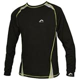 Mens More Mile Black REFLECTOR Long Sleeve running top with fluorescent stitching