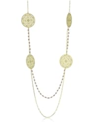 1AR by UnoAerre 18k Gold Plated Round Byzantine Amethyst Beaded Link Necklace