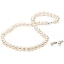 Sterling Silver Freshwater Cultured Pearl 6-6.5mm Girl's Necklace and Earring Set, 15"
