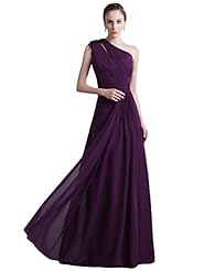 A-line One Shoulder Floor Length Chiffon Lace Keyhole  Natural   Waistline Bridesmaid Dress  With a Bow(s)