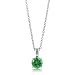 Sterling Silver 925 Emerald CZ Solitaire Pendant Necklace - 5mm