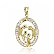Mother Father Children Baby Diamond Pendant in Yellow Gold