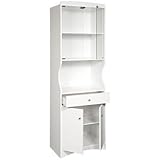 Microwave Cart with Pull Out Tray in White