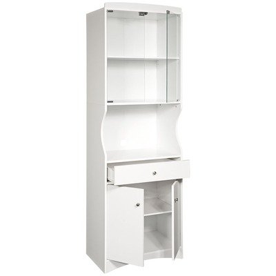 Microwave Cart with Pull Out Tray in White