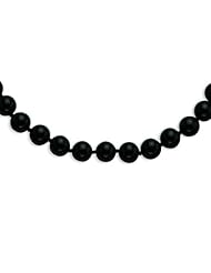 Sterling Silver 18in 10-10.5mm Smooth Beaded Black Agate Pearl Necklace.