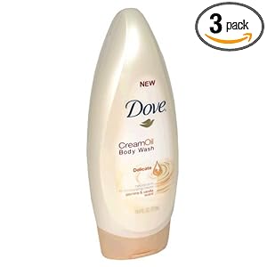 Dove Cream Oil Body Wash, Jasmine and Vanilla Scent, Delicate, 19.4 fl oz Bottle (Pack of 3) by Dove