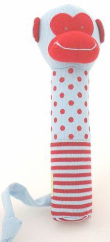 Childrens Toyshop  Toys : Alimrose Monkey Squeaker Blue & Red