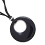 Sterling Silver 16 + 2 Inch Extension Double Black Satin Cord with Graduated Black Onyx Circle Pendant