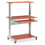 Crown Cherry Mayline Crosswinds Mobile Wood Computer Desk with Hutch