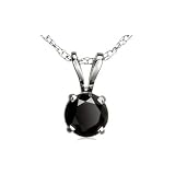 14K white gold 1.50 Carat Treated Black Diamond Solitaire Pendant