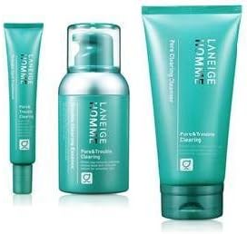 KOREAN COSMETICS, AmorePacific_ Laneige Homme, TROUBLE 3-piece set (SPOT TREATMENT15ml the + CLEARING ESSENCE50ml + PORE CLEARING CLEANSER150ml) (sebum adjustment, trouble-care, men's cosmetics)[001KR]