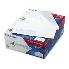 Columbian CO170 Columbian Poly-Klear Single Window Envelopes, #10, White, 500/Box