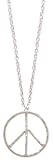 Silver Metal Hammered Peace Sign Necklace