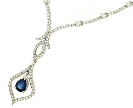 Blue Sapphire (1.66ct) & Pave Diamond (1.59ct)Necklace