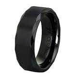 8mm Faceted Black Ceramic Ring (Sizes 9-12)