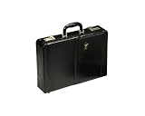 Falcon, BD-2009L, Leather Expanding Attache Case, Black