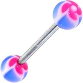 Pink FUNKY FLOWER Barbell Tongue Ring by 