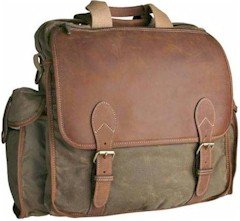 Olive w/Brown Trim Korchmar Adventure Vertical Top Zip Computer Case