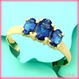 14K 3 Stone Oval Iolite Ring