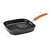Rachael Ray Hard-Anodized  Nonstick 11-Inch Deep Square Grill Pan, Gray with Orange Handle