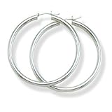 Plain shiny hoop Solid Sterling Silver Earrings
