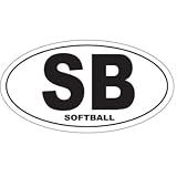 SOFTBALL OVAL BLACK AND WHITE STICKER
