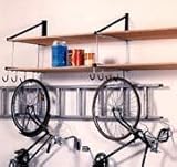 Two Level 8 Foot Wide Storage Shelf Kit with 8 Padded Storage Hooks and 2 Ladder Hooks