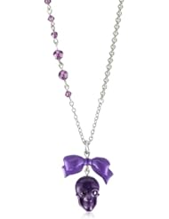 Tarina Tarantino "Classic" Deep Purple Skull Pendant Necklace On Dainty Chain