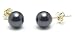 AugustinaJewelry AAA Quality Round 6.5-7mm Akoya SaltWater cultured Black Pearl Earrings with 14K Yellow Gold Mount