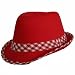 31R7kPMyN4L. AA75  RED LIGHTWEIGHT FEDORA HAT W/ WHITE GINGHAM TRIM