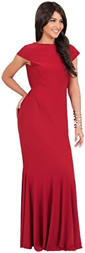 KOH KOHWomens Long Cap Sleeve Elegant Formal Sexy Evening Cocktail Maxi Dress
