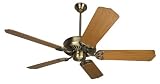 Craftmade Model AT52AB American Tradition Series Indoor Ceiling Fan in Antique Brass with your choice of Blade Color - Shown with 52 Light Oak Satin Custom Wood Blades