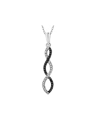 White and Black Diamond Infinity Pendant Necklace 1/10 Carat (ctw) in 10K White Gold with Chain