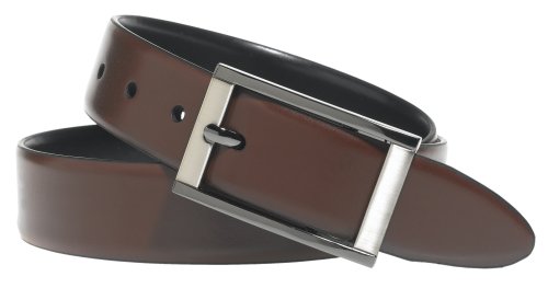 Geoffrey Beene Men's 1? Leather Feather Edge Reversible Belt