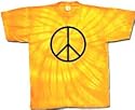 Peace Sign Symbol Sports Swirl Tie Dye T-shirt, Small, Orange