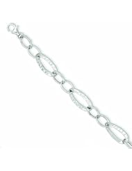 14K White Gold Polished Fancy Link Chain 7.5 Inches